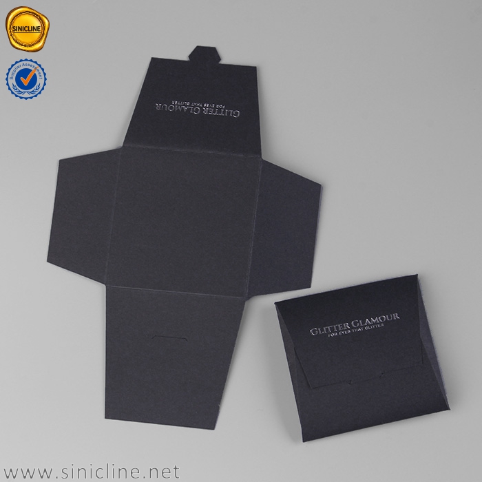 Silver stamped logo black paper envelopes BX169
